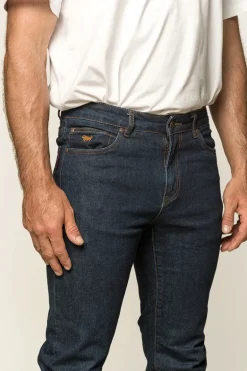 Burke Mens Tapered Slim Leg Jeans - Dark Blue