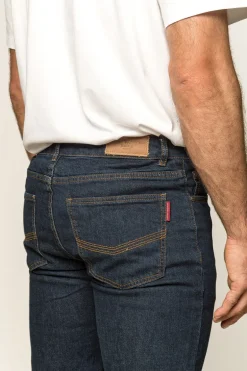 Burke Mens Tapered Slim Leg Jeans - Dark Blue