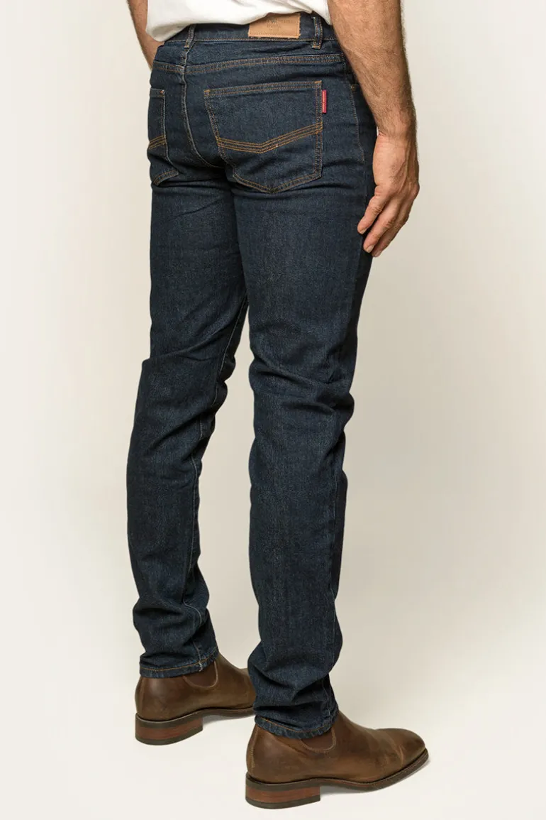 Burke Mens Tapered Slim Leg Jeans - Dark Blue