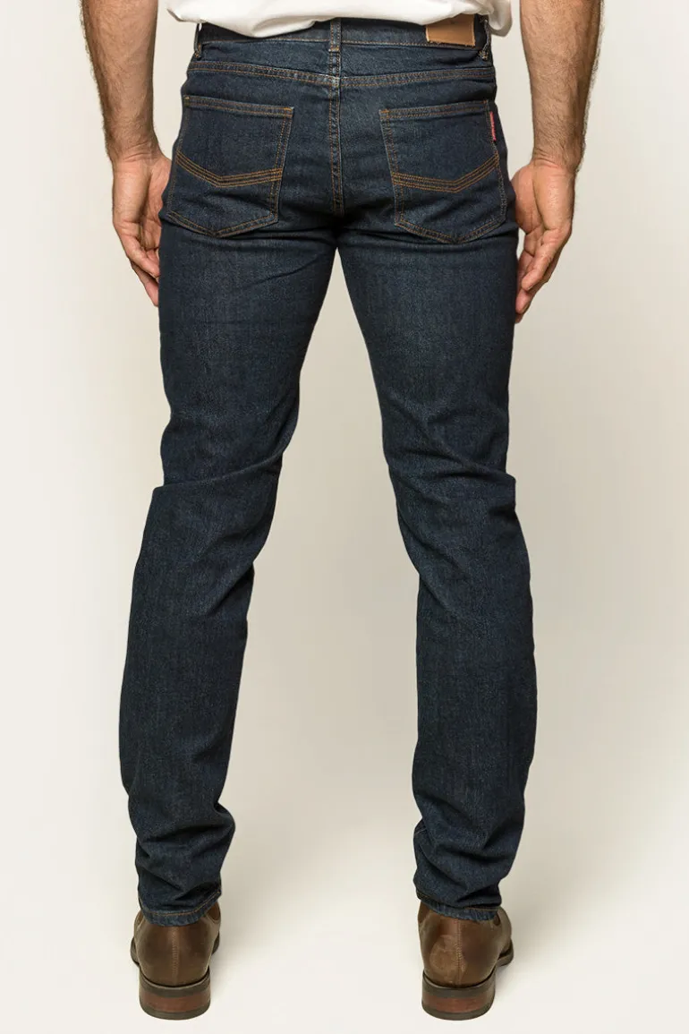 Burke Mens Tapered Slim Leg Jeans - Dark Blue