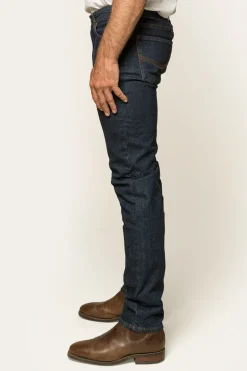 Burke Mens Tapered Slim Leg Jeans - Dark Blue