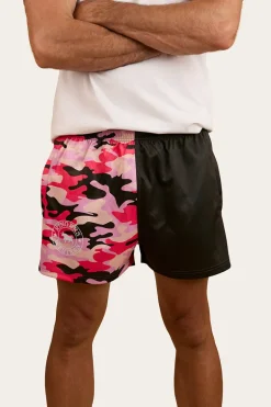 Camo Footy Shorts - Charcoal / Pink Camo