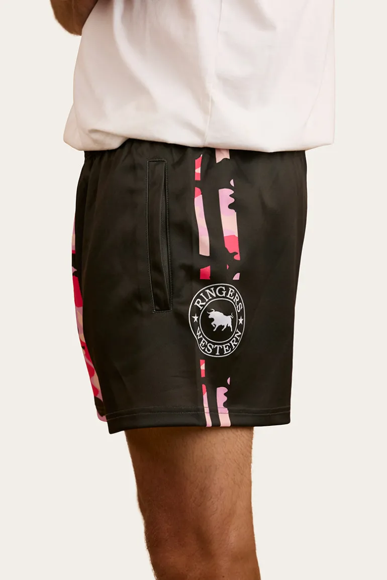 Camo Footy Shorts - Charcoal / Pink Camo