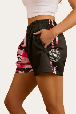 Camo Footy Shorts - Charcoal / Pink Camo