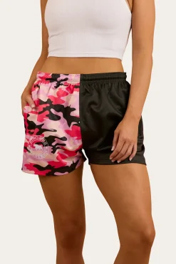 Camo Footy Shorts - Charcoal / Pink Camo
