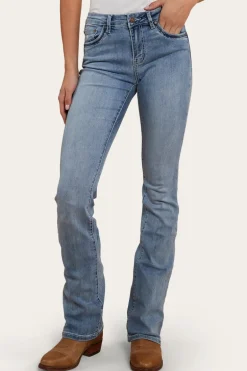 Caroline Rodeo Womens Mid-Rise Bootleg Jeans - Light Blue
