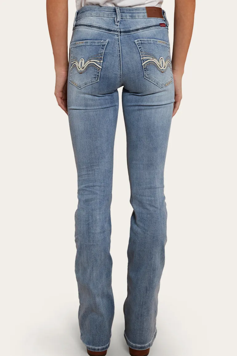 Caroline Rodeo Womens Mid-Rise Bootleg Jeans - Light Blue