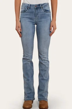 Caroline Rodeo Womens Mid-Rise Bootleg Jeans - Light Blue