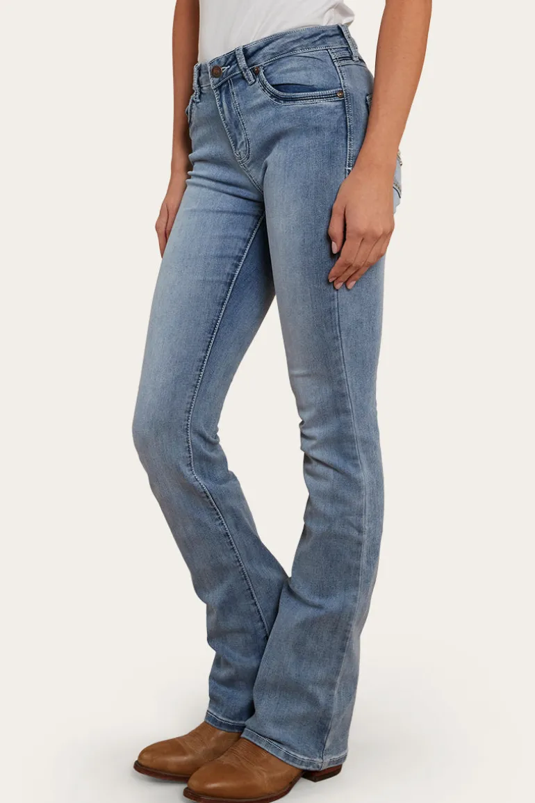 Caroline Rodeo Womens Mid-Rise Bootleg Jeans - Light Blue