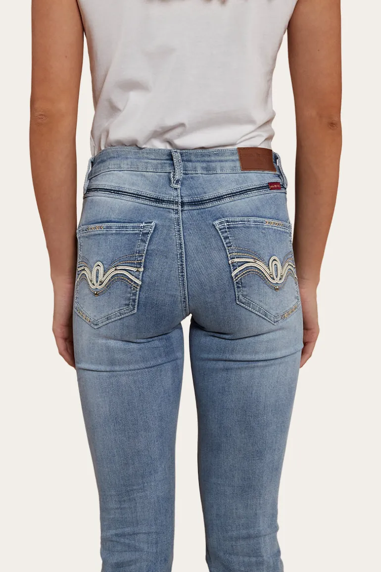 Caroline Rodeo Womens Mid-Rise Bootleg Jeans - Light Blue