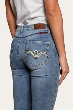 Caroline Rodeo Womens Mid-Rise Bootleg Jeans - Light Blue