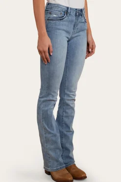 Caroline Rodeo Womens Mid-Rise Bootleg Jeans - Light Blue