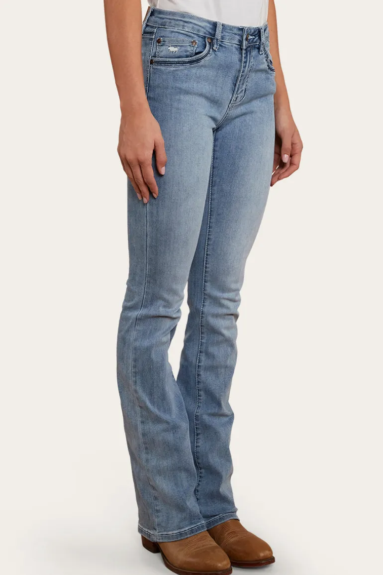 Caroline Rodeo Womens Mid-Rise Bootleg Jeans - Light Blue