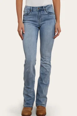 Caroline Rodeo Womens Mid-Rise Bootleg Jeans - Light Blue