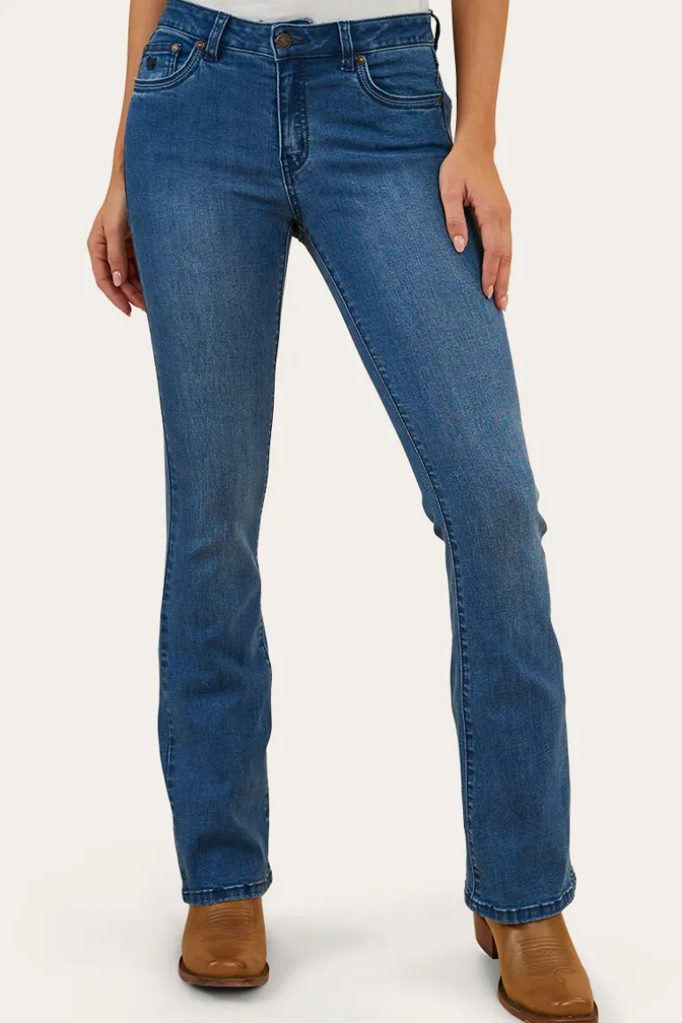 Caroline Rodeo Womens Mid-Rise Bootleg Jeans - Vintage Blue Wash
