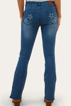 Caroline Rodeo Womens Mid-Rise Bootleg Jeans - Vintage Blue Wash