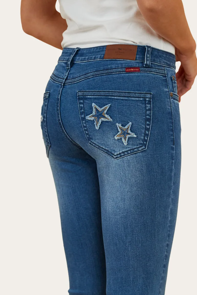 Caroline Rodeo Womens Mid-Rise Bootleg Jeans - Vintage Blue Wash