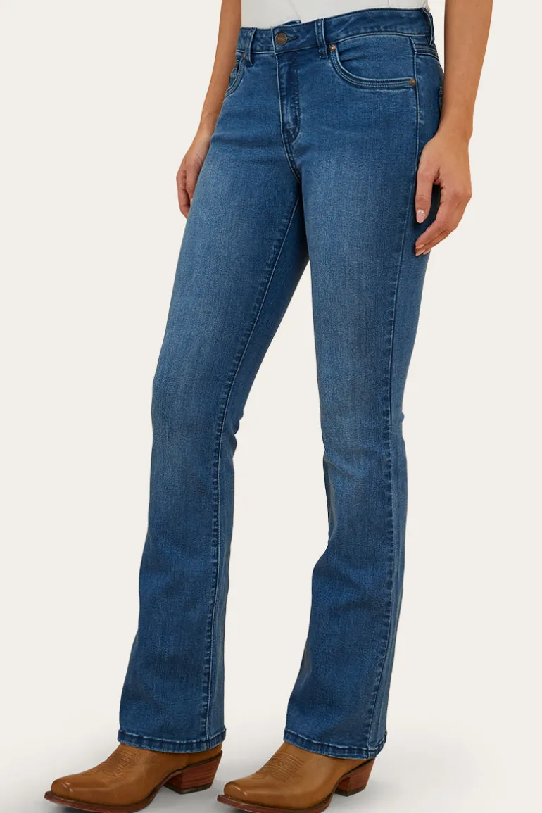 Caroline Rodeo Womens Mid-Rise Bootleg Jeans - Vintage Blue Wash