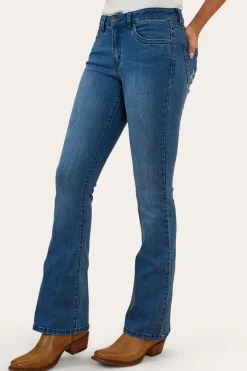 Caroline Rodeo Womens Mid-Rise Bootleg Jeans - Vintage Blue Wash