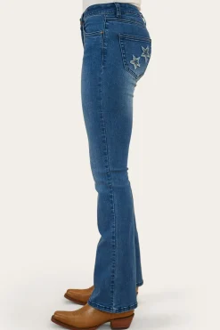 Caroline Rodeo Womens Mid-Rise Bootleg Jeans - Vintage Blue Wash