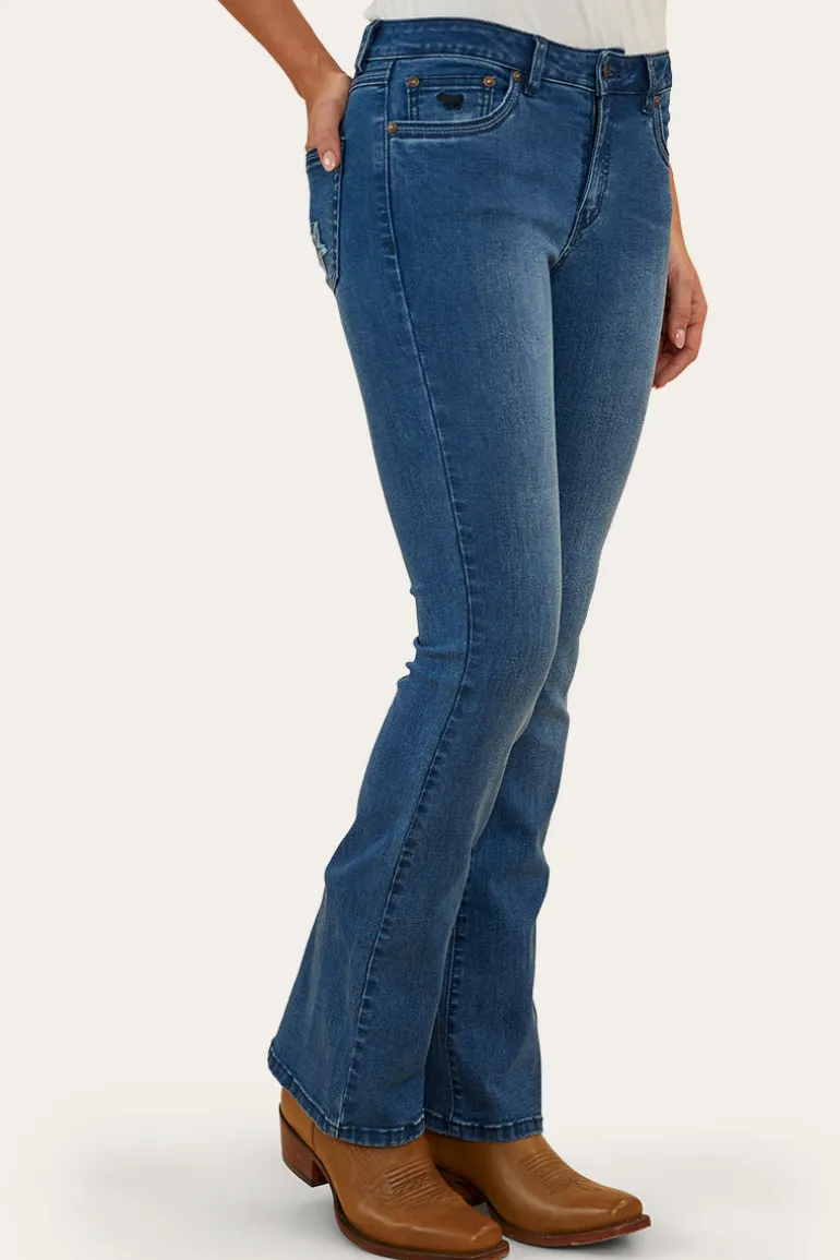 Caroline Rodeo Womens Mid-Rise Bootleg Jeans - Vintage Blue Wash