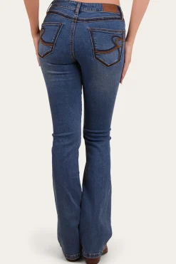 Caroline Womens Mid Rise Bootleg Jean - Mid Wash Blue