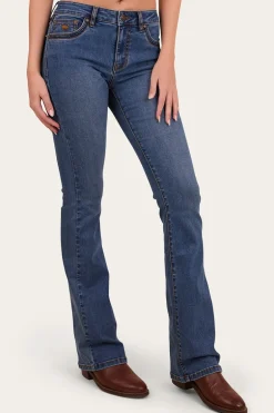 Caroline Womens Mid Rise Bootleg Jean - Mid Wash Blue