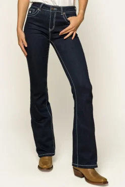Caroline Womens Mid-Rise Bootleg Jeans - Indigo Blue