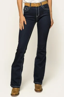 Caroline Womens Mid-Rise Bootleg Jeans - Indigo Blue