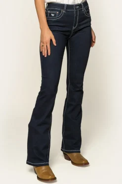 Caroline Womens Mid-Rise Bootleg Jeans - Indigo Blue