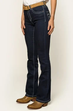 Caroline Womens Mid-Rise Bootleg Jeans - Indigo Blue