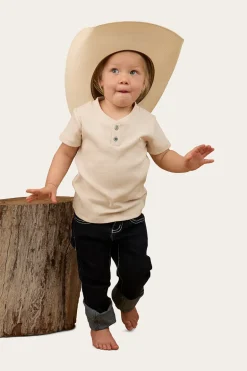 Casey Kids Henley Top - Off White