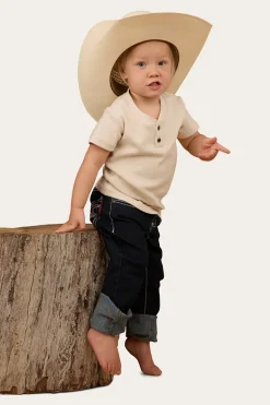 Casey Kids Henley Top - Off White