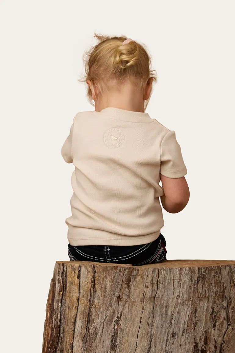 Casey Kids Henley Top - Off White