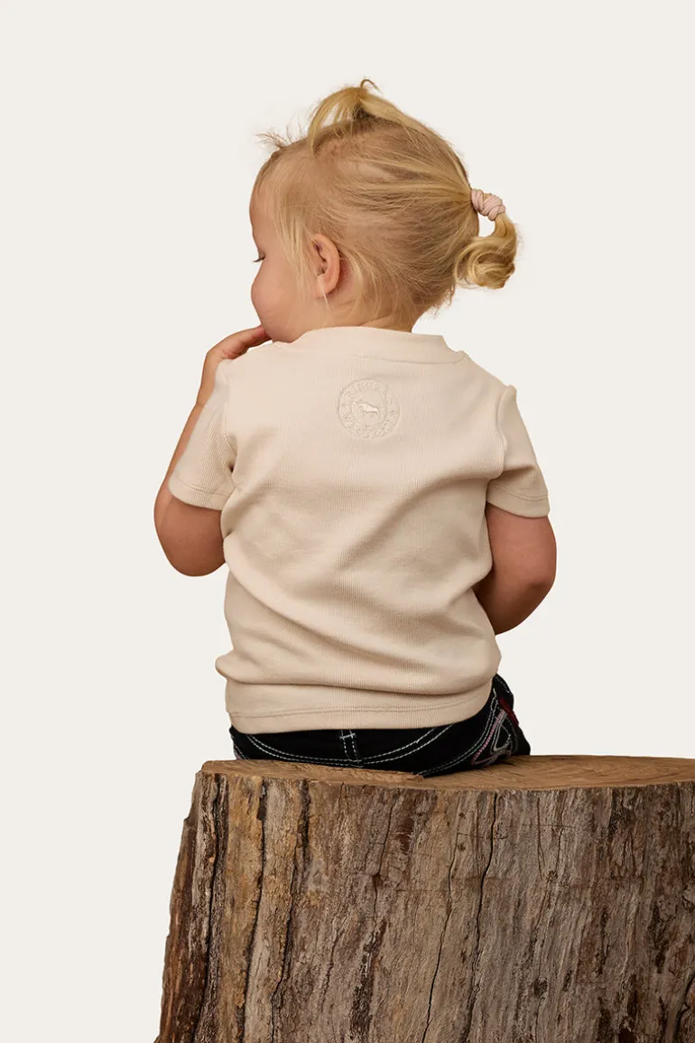 Casey Kids Henley Top - Off White
