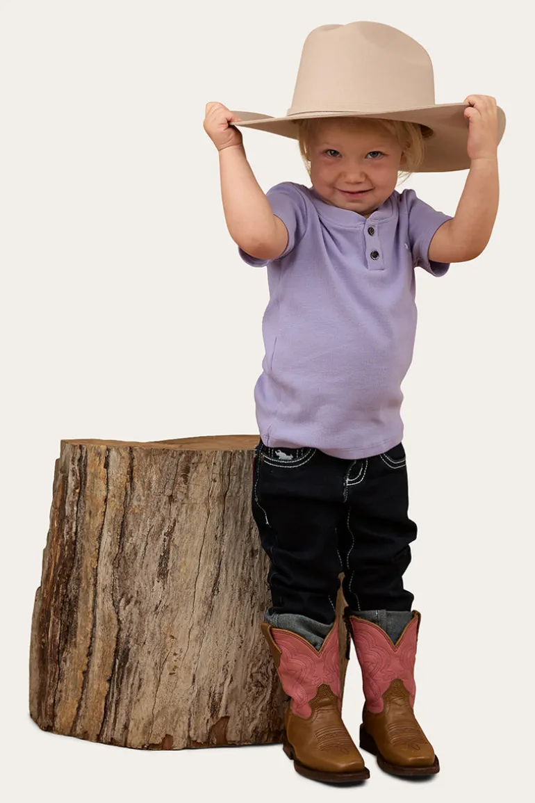 Casey Kids Rib Henley Top - Violet