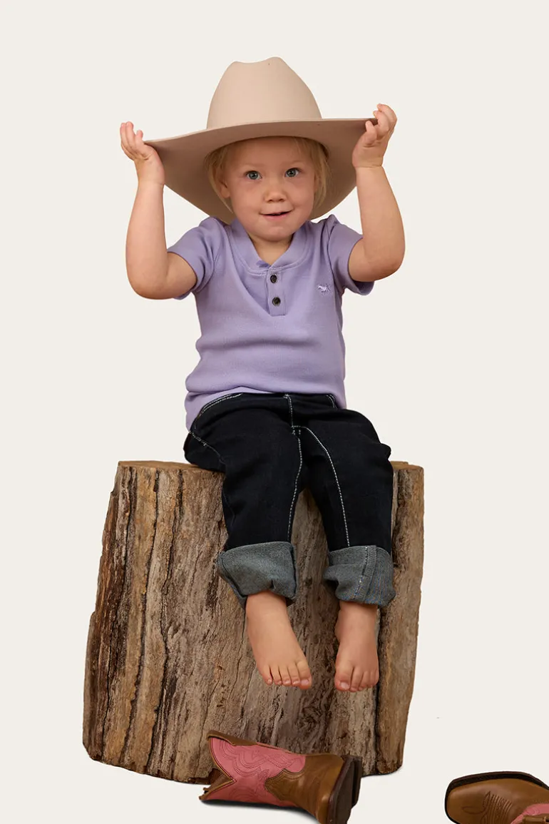 Casey Kids Rib Henley Top - Violet