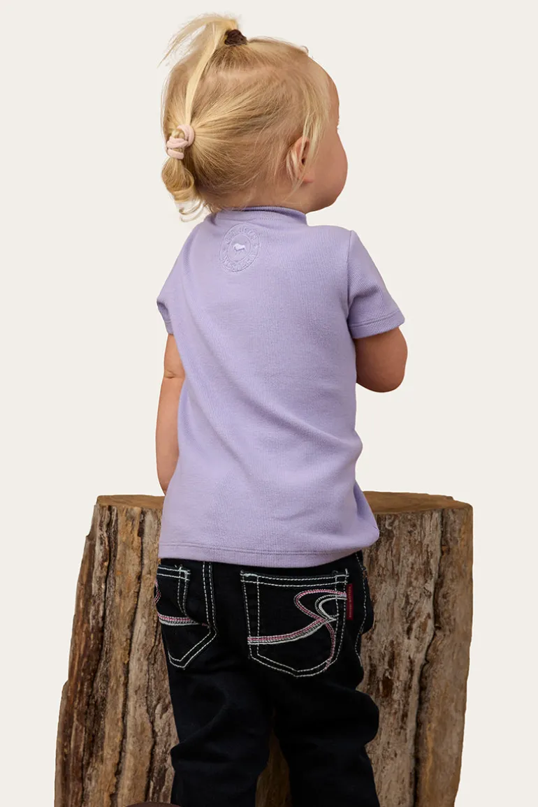 Casey Kids Rib Henley Top - Violet