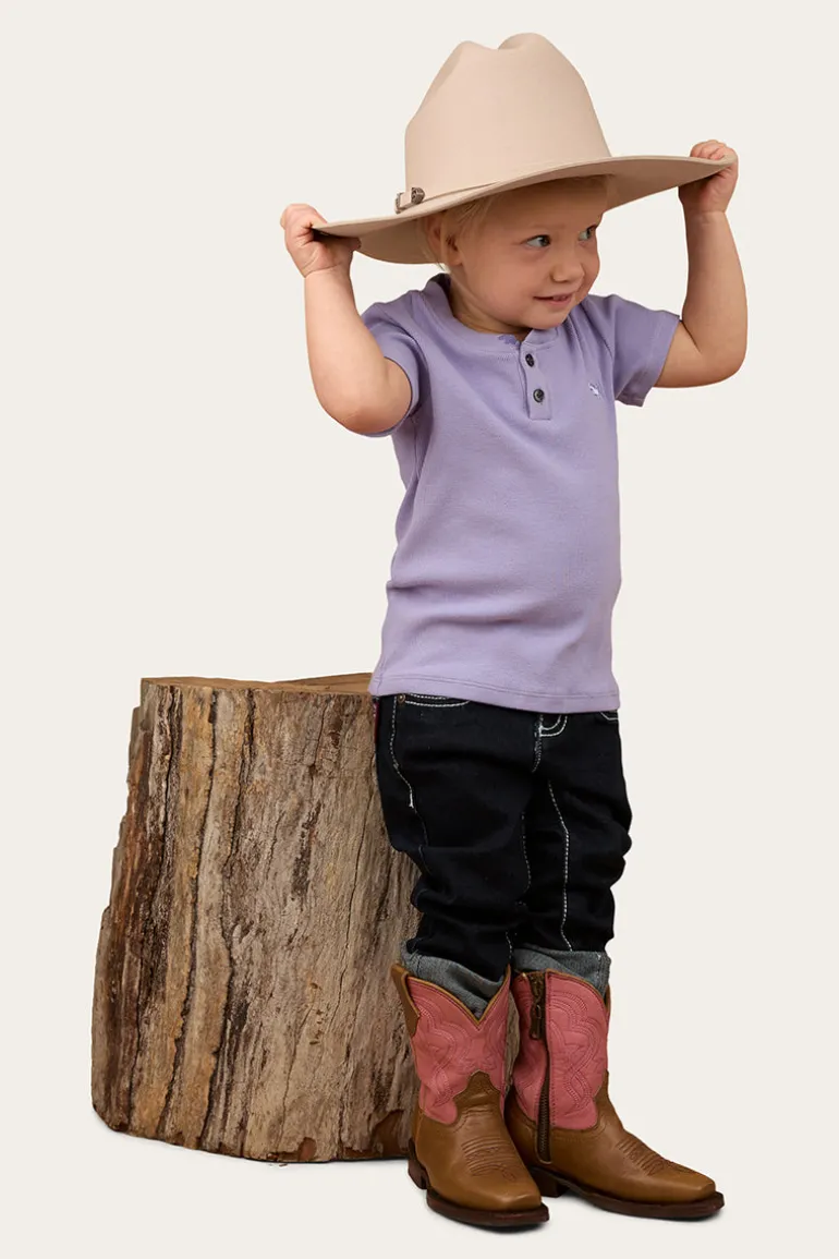Casey Kids Rib Henley Top - Violet