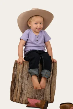 Casey Kids Rib Henley Top - Violet
