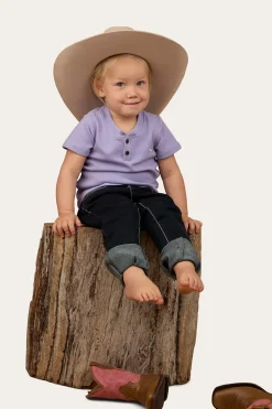 Casey Kids Rib Henley Top - Violet