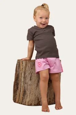 Casey Kids Rib Henley Top - Charcoal