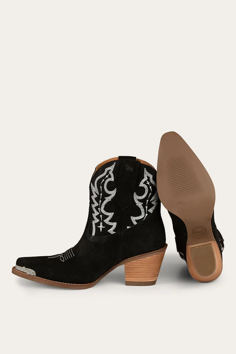 Catalina Womens Western Boot - Black Suede