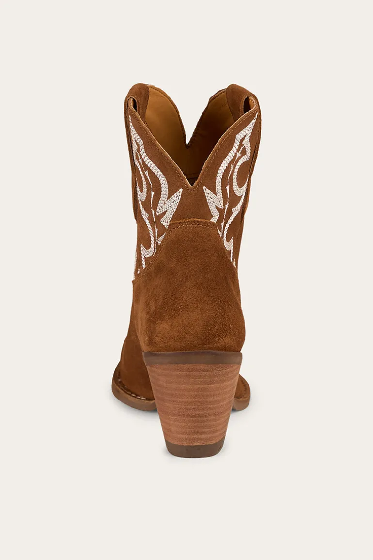 Catalina Womens Western Boot - Tan Suede