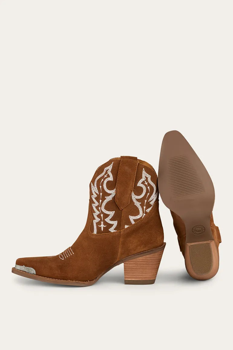 Catalina Womens Western Boot - Tan Suede