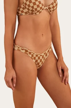 Checkers Womens Hi Cut Bikini Bottom - Toffee