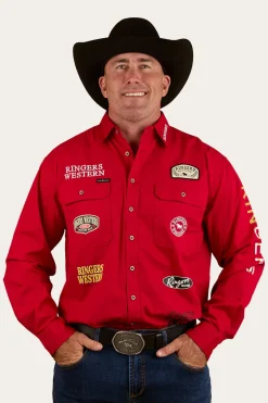 Chute Boss Mens Full Button Work Shirt - Dark Red