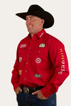 Chute Boss Mens Full Button Work Shirt - Dark Red