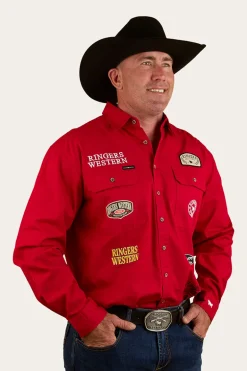 Chute Boss Mens Full Button Work Shirt - Dark Red