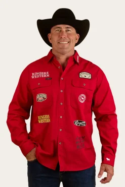 Chute Boss Mens Full Button Work Shirt - Dark Red